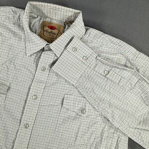 Larry Mahan Mens XL Pearl Snap Shirt Plaid Long Sleeve Pockets Flawed